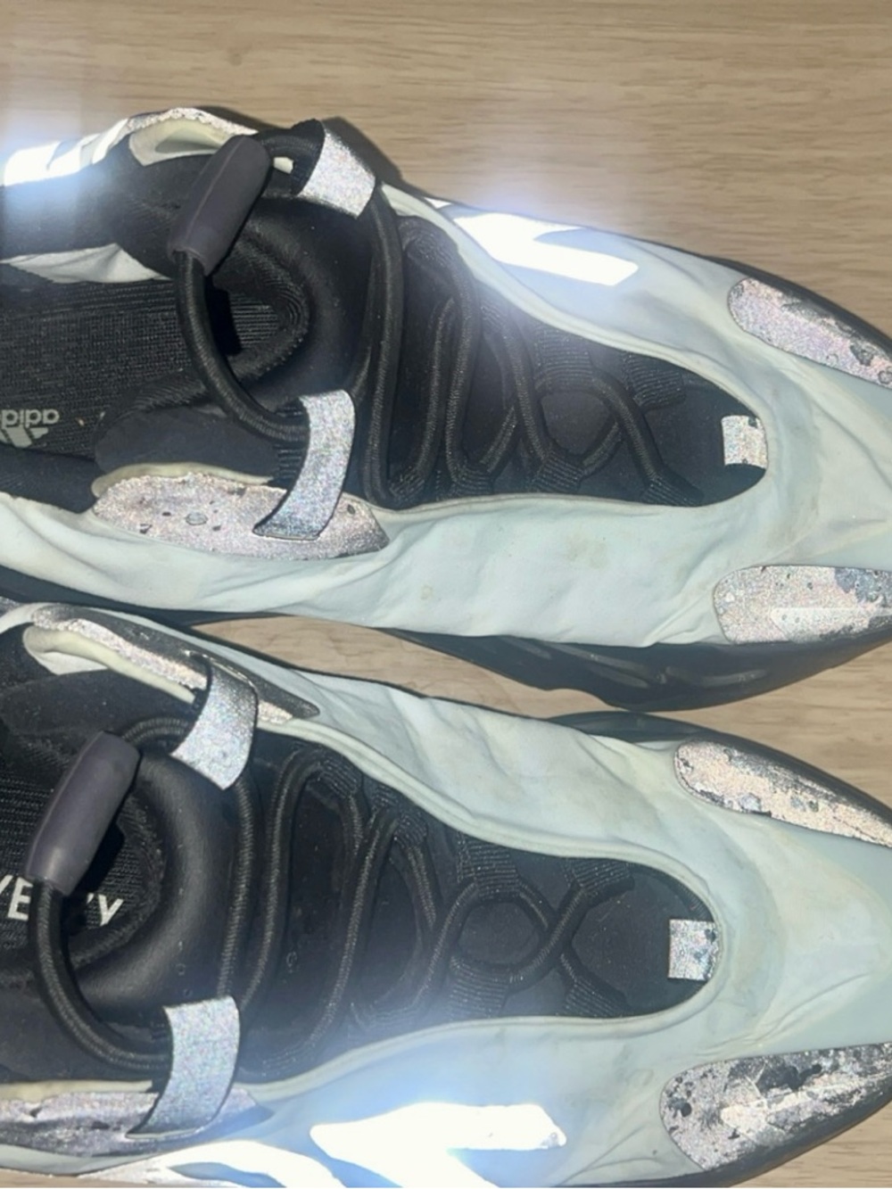 Yeezy Athletic Shoes in Light Blue, Black, Silver